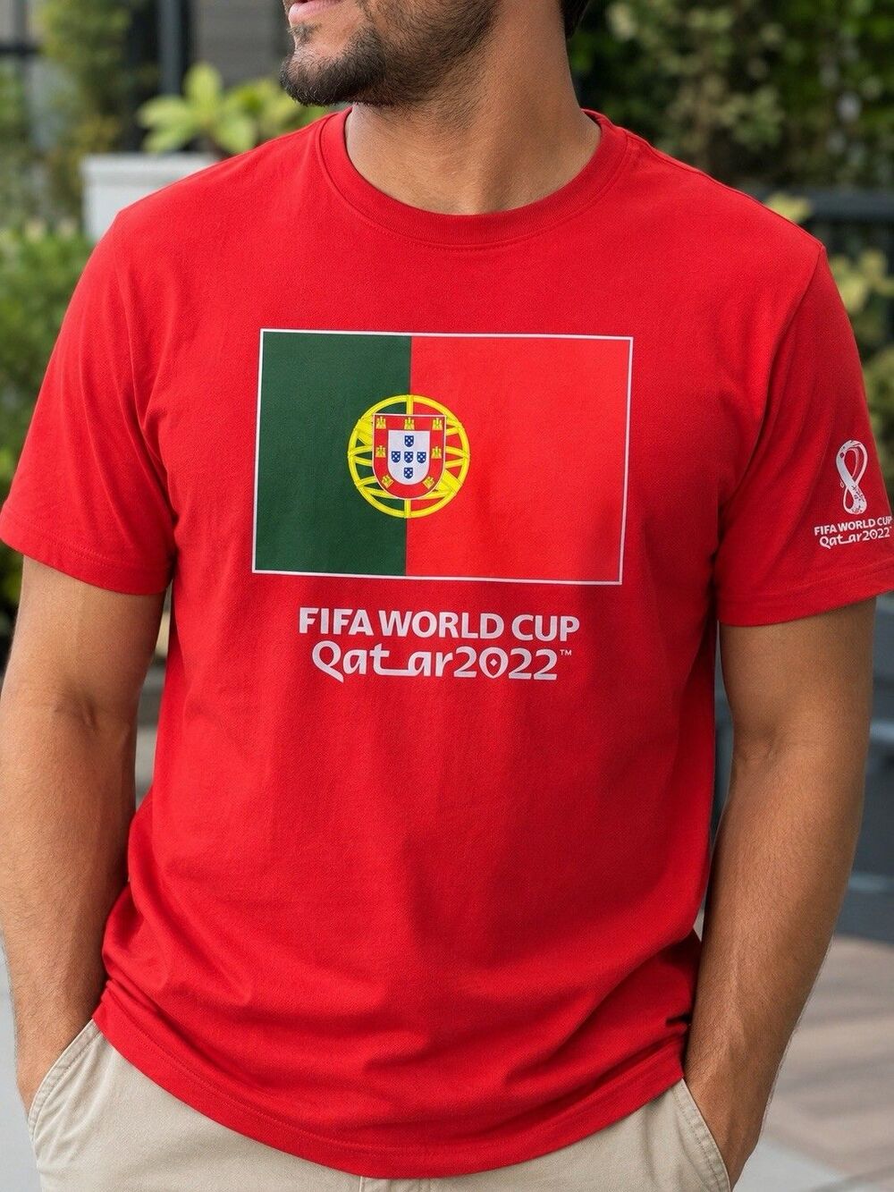 FIFA World Cup Qatar 2022 Portugal Flag Red T-Shirt Men’s Large L Soccer Fan Tee